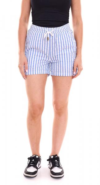 DELMAO Damen Shorts im Streifen-Look kurze Hose mit seitlichen Eingriffstaschen 85613745 Blau/Wei&szlig;