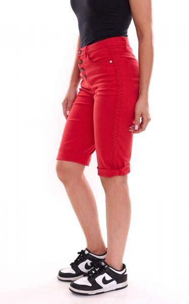 DELMAO Damen Sommer-Hose Jeans-Shorts Baumwoll-Hose 97270327 Rot
