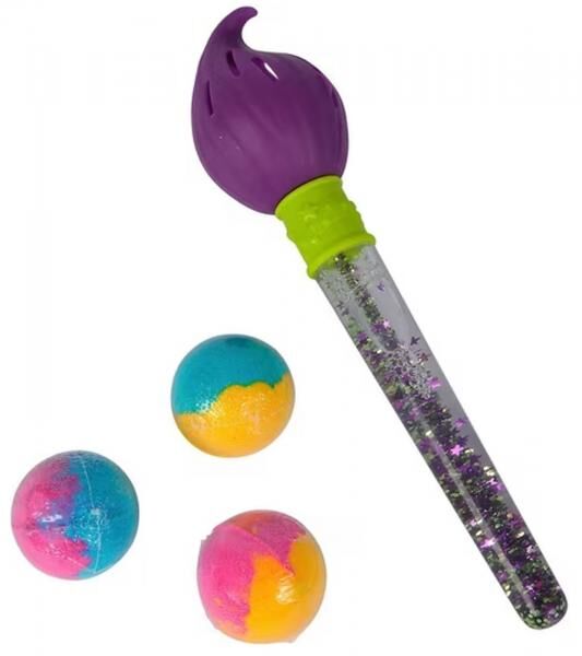 GLIBBI Badepinsel Set magische Kinder Badebomben mit Glitzerpinsel im Set nachf&uuml;llbar 3x30gr 105953570 Lila/Bunt
