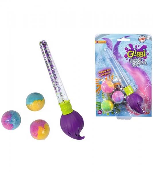 GLIBBI Badepinsel Set magische Kinder Badebomben mit Glitzerpinsel im Set nachf&uuml;llbar 3x30gr 105953570 Lila/Bunt