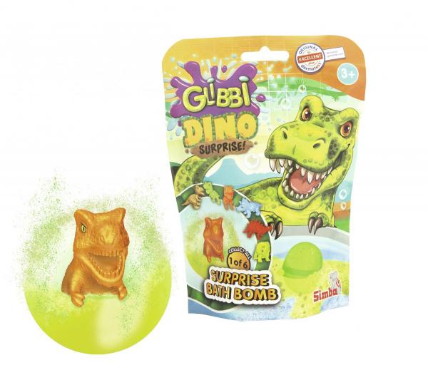 GLIBBI DINO Surprise gef&uuml;llte Kinder Badebomben mit Dinosaurier Sammelfiguren ab 3 Jahren 100gr 105953717 Blau, Gr&uuml;n oder Orange