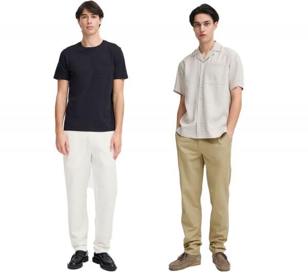 klassische CASUAL FRIDAY CFPandrup Herren Leinenhose aus Baumwolle Sommerhose 20505421 Beige oder Wei&szlig;