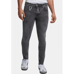 lässige 2Y Premium Herren Jeans Skinny Fit Stretch Reißverschluss mit Baumwolle Grau