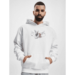 lässiger Mister Tee Herren Hoodie Rippbündchen Kapuze 460 g/m² mit Baumwolle Weiß