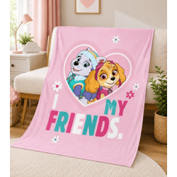 nickelodeon PAW PATROL I LOVE MY FRIENDS Kinder Decke weiche Kuscheldecke 130x170cm Pink