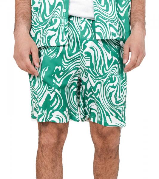 Sixth June Herren Bade-Shorts Bade-Hose mit psychedelischem Print Bademode Sommer-Shorts M23688PST Gr&uuml;n/Wei&szlig;