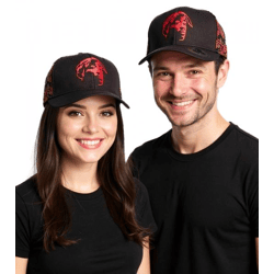 Tupac Damen und Herren Hip Hop Cap mit Tupac-Stickerei 2PAC Flat-Rim TC108517TUP3 Schwarz/Rot