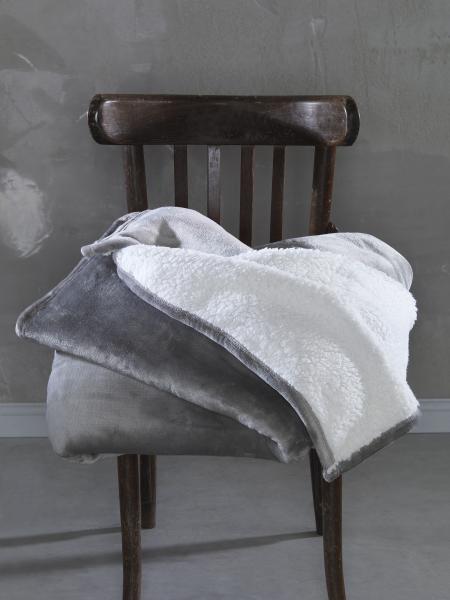 Flanell/Sherpa Decke Livia" - Grau"