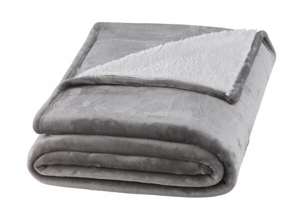 Flanell/Sherpa Decke Livia" - Grau"