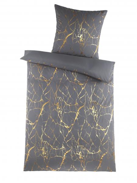 MF Bettw&auml;sche 2tlg. - metallic print - Marble-Gold
