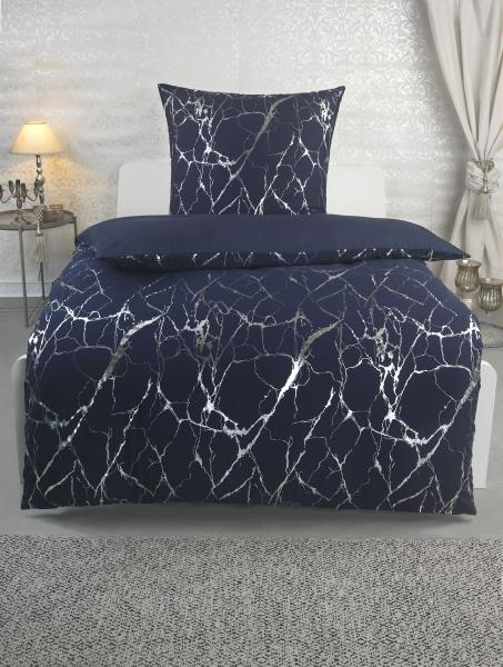 MF Bettw&auml;sche 2tlg. - metallic print - Marble-Silber