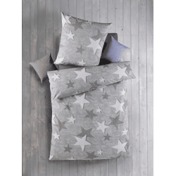 Renforcé Bettwäsche 2tlg. - Stars-grau