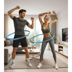 EDURO Hula Hoop Reifen gepolstertes Sportgerät für zu Hause Fitness-Reifen 97cm 8983249 Blau/Grau