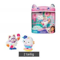 2-teiliges GABBY`S DOLLHOUSE Spielzeug-Set Cakey Cat und Cookie Bobby Figuren mit Accessoires Pink/Türkis/Bunt
