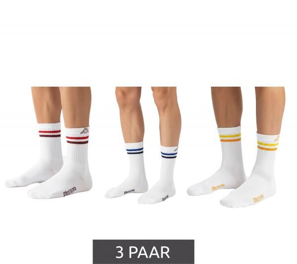 3 Paar Kappa Tennis-Socken Baumwoll-Str&uuml;mpfe mit Kappa-Logo Alltags-Socken 371F4ZW A01 Wei&szlig;