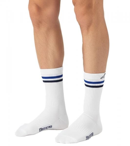 3 Paar Kappa Tennis-Socken Baumwoll-Str&uuml;mpfe mit Kappa-Logo Alltags-Socken 371F4ZW A01 Wei&szlig;