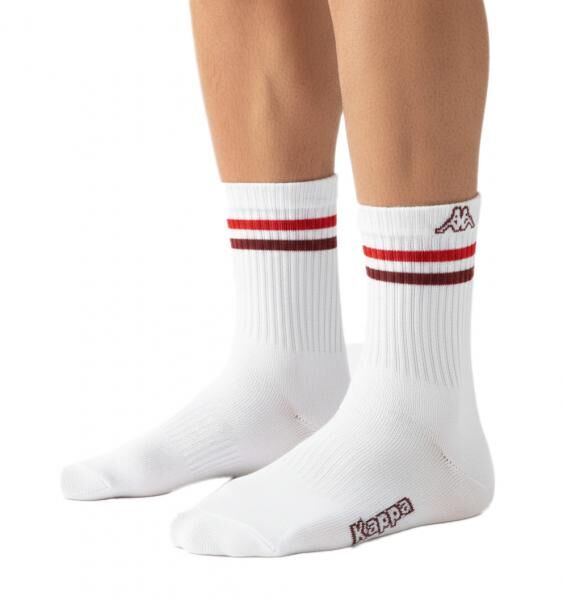 3 Paar Kappa Tennis-Socken Baumwoll-Str&uuml;mpfe mit Kappa-Logo Alltags-Socken 371F4ZW A01 Wei&szlig;