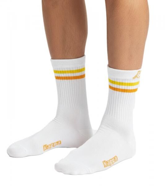 3 Paar Kappa Tennis-Socken Baumwoll-Str&uuml;mpfe mit Kappa-Logo Alltags-Socken 371F4ZW A01 Wei&szlig;