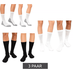 3 Paar kreislauffreundliche SOCKSWEAR Diabetiker-Socken Damen und Herren Baumwoll-Strümpfe mit Komfortbund Weiß, Schwarz oder Weiß/Grau