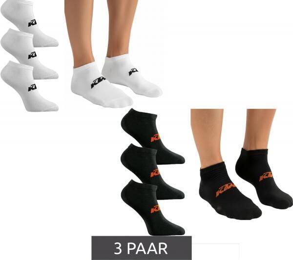 3 Paar KTM Sportsocken Sneaker-Socken mit Logo Baumwoll-Str&uuml;mpfe Oeko-Tex 100 Zertifiziert KTM/1/SLCX3 Wei&szlig; oder Schwarz