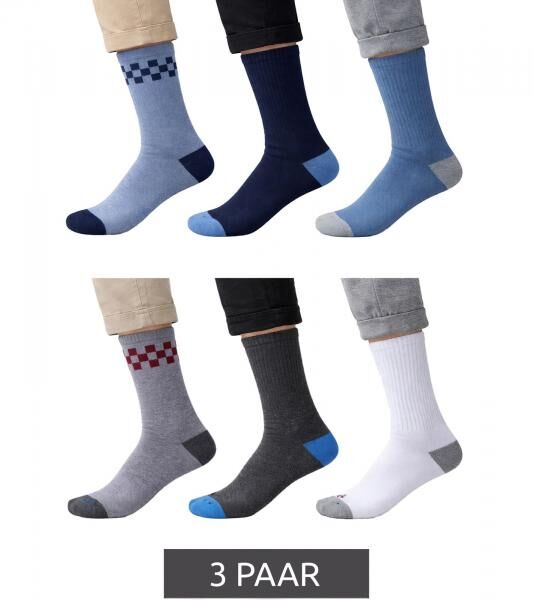 3 Paar SCOTCH & SODA Herren Terry-Crew-Socken Alltags-Strümpfe Baumwoll-Socken Größe 41-46 Business-Socken SS43491 in Navy/Blau/Hellblau