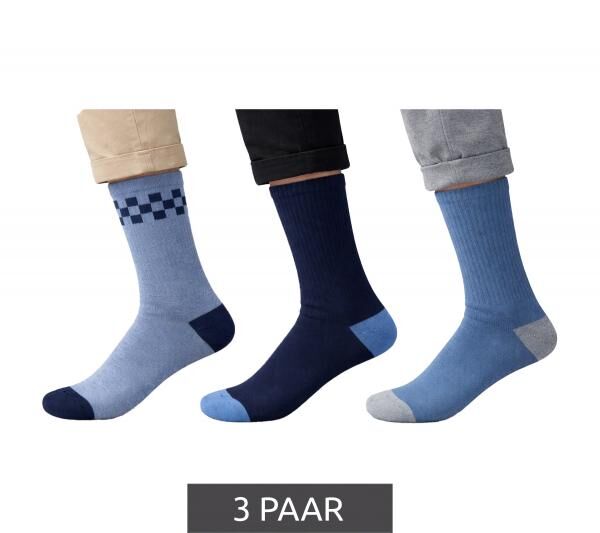 3 Paar SCOTCH & SODA Herren Terry-Crew-Socken Alltags-Str&uuml;mpfe Baumwoll-Socken Gr&ouml;&szlig;e 41-46 Business-Socken SS43491 462 Blau/Wei&szlig;