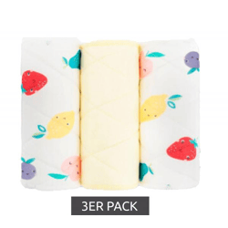 3er Pack Bambino Mio Baby Klein-Kinder Saugeinlage mit Stay-dry Oberschicht wiederverwendbare Stoffwindel-Einlage mit Früchten-Print Weiß 