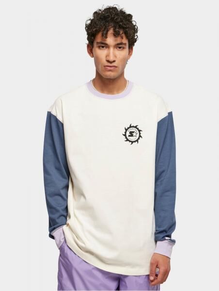 bequemes STARTER Herren Sweatshirt Oversize 240 g/m&sup2; mit Baumwolle Wei&szlig;/Blau