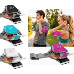 Echelon Lime Sportarmband-Tasche fürs Handy mit Kopfhöreröffnung Jogging-Armband Handy-Hülle 30cm Armumfang in Pink, Blau, Grau oder Sc