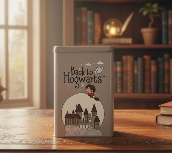 Harry Potter Vorratsdose &bdquo;Hogwarts Express&ldquo; 1500 ml Metall Aufbewahrungsdose mit Deckel Grau 