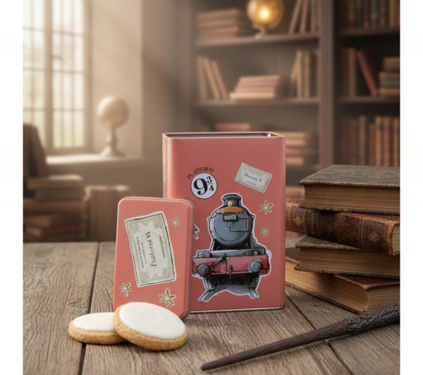 Harry Potter Vorratsdose &bdquo;Hogwarts Express&ldquo; 1500 ml Metall Aufbewahrungsdose mit Deckel Rosa 