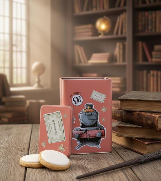 Harry Potter Vorratsdose &bdquo;Hogwarts Express&ldquo; 1500 ml Metall Aufbewahrungsdose mit Deckel Rosa 