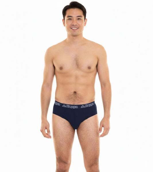 Kappa Herren Slip mit Baumwoll-Stretch Unterw&auml;sche mit Logobund Unterhose 711167 Dunkelblau