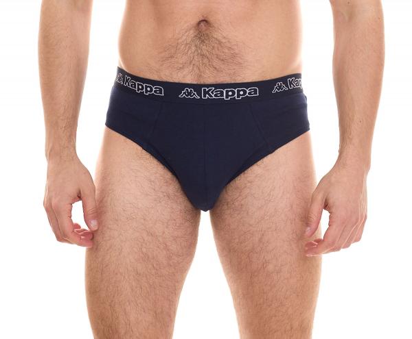 Kappa Herren Slip mit Baumwoll-Stretch Unterw&auml;sche mit Logobund Unterhose 711167 Dunkelblau