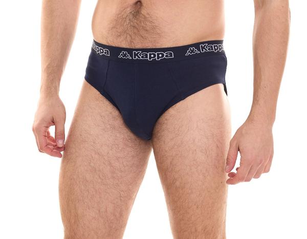 Kappa Herren Slip mit Baumwoll-Stretch Unterw&auml;sche mit Logobund Unterhose 711167 Dunkelblau