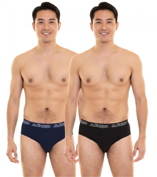 Kappa Herren Slip mit Baumwoll-Stretch Unterw&auml;sche mit Logobund Unterhose 711167 Schwarz, Blau oder Grau