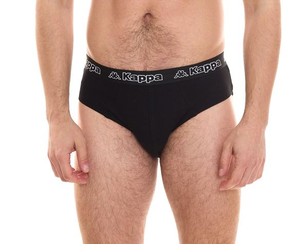 Kappa Herren Slip mit Baumwoll-Stretch Unterw&auml;sche mit Logobund Unterhose 711167 Schwarz