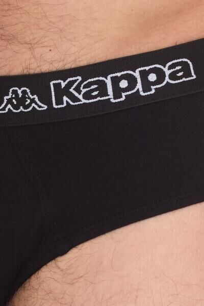 Kappa Herren Slip mit Baumwoll-Stretch Unterw&auml;sche mit Logobund Unterhose 711167 Schwarz