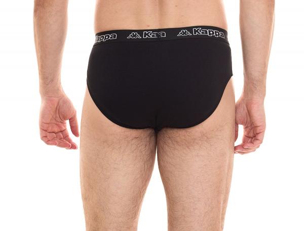 Kappa Herren Slip mit Baumwoll-Stretch Unterw&auml;sche mit Logobund Unterhose 711167 Schwarz
