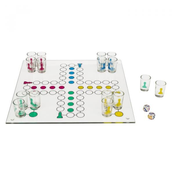 Ludo - Glas-Trinkspiel - 31 x 31 cm