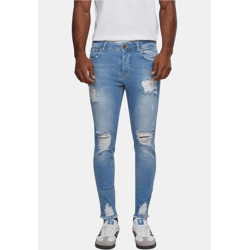 Modern 2Y Premium Men's Skinny-Fit Stretch Jeans with Zipper, Cotton, Blue