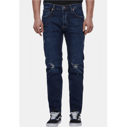 Modern 2Y Premium Men's Stretch Jeans with Zipper and Ribbed Cuffs, Cotton, Blue