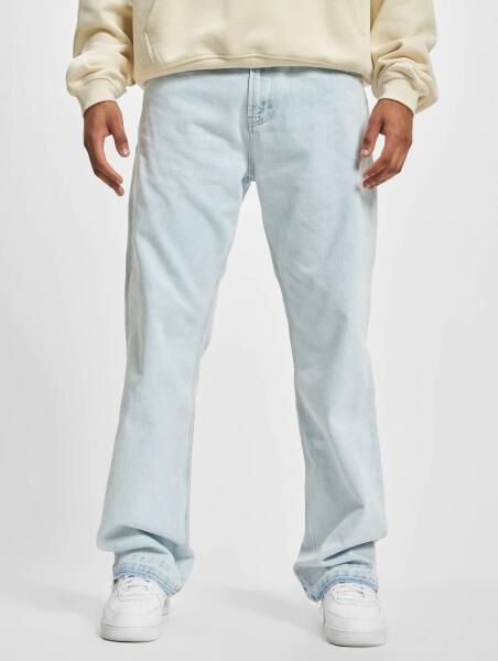 moderne DEF Herren Jeans Straight Fit Rei&szlig;verschluss mit Baumwolle Blau