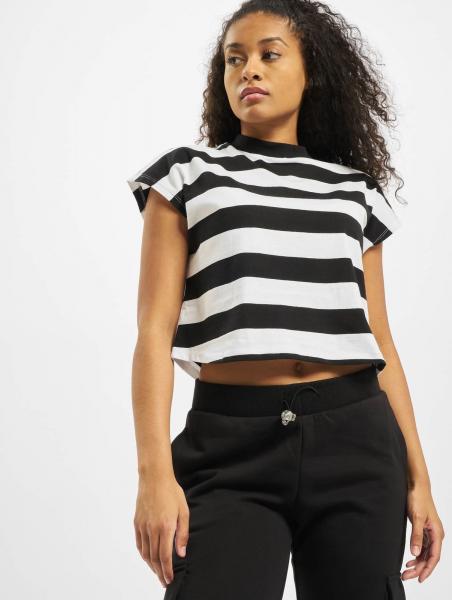 sportliches Urban Classics Damen T-Shirt 180 g/m&sup2; mit Baumwolle Schwarz/Wei&szlig;