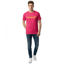 farbenfrohes Formula E Herren T-Shirt Baumwoll-Shirt mit buntem Formula E Logo Sommer-Shirt 701223583 001 Pink/Gelb