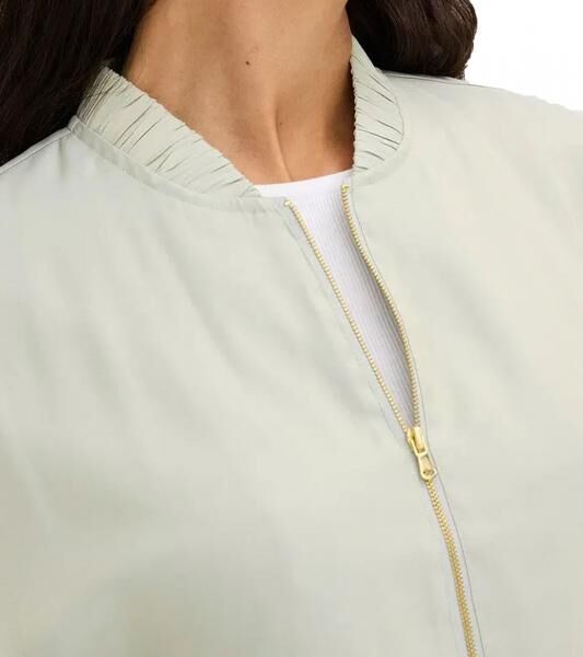 gl&auml;nzender Damen Blouson modische &Uuml;bergangs-Jacke Satin-Bomberjacke Oversized 913821 Mint/Gold
