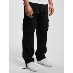 lässige DEF Herren Jeans Stretch Reißverschluss Taschen mit Baumwolle Schwarz