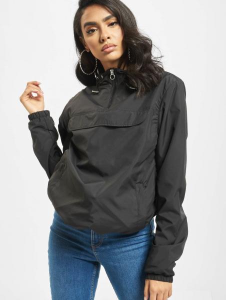 l&auml;ssige Urban Classics Damen Jacke Kordelzug Rei&szlig;verschluss 78 g/m&sup2; Schwarz