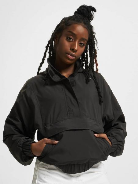 l&auml;ssige URBAN CLASSICS Damen Jacke Rei&szlig;verschluss Kapuze 78 g/m&sup2; Schwarz