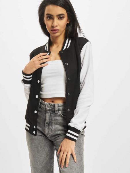 moderne Urban Classics Damen Jacke 300 g/m&sup2; mit Baumwolle Schwarz/Wei&szlig;